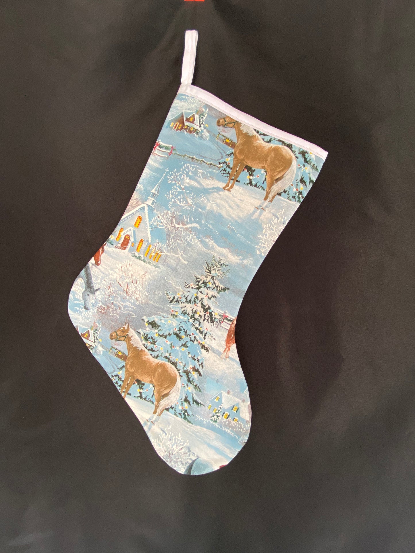 Horse in Snow Scene Christmas Stocking