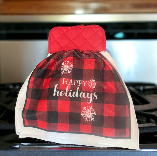 Dish towel with attached pot holder